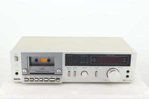 Front view of a used Technics RS-M225 Cassette Deck in a silver finish 
