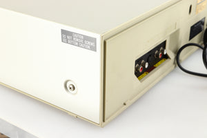 Rear right corner of a used Technics RS-M225 Cassette Deck in a silver finish 