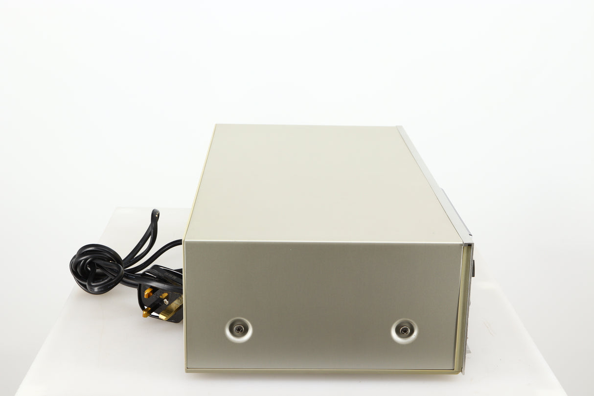 Left side view of a used Technics RS-M225 Cassette Deck in a silver finish 