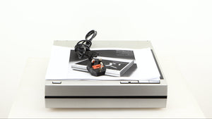 Top view of a used Technics SL-10 Turntable in a silver finish showing Manual and Power Cable
