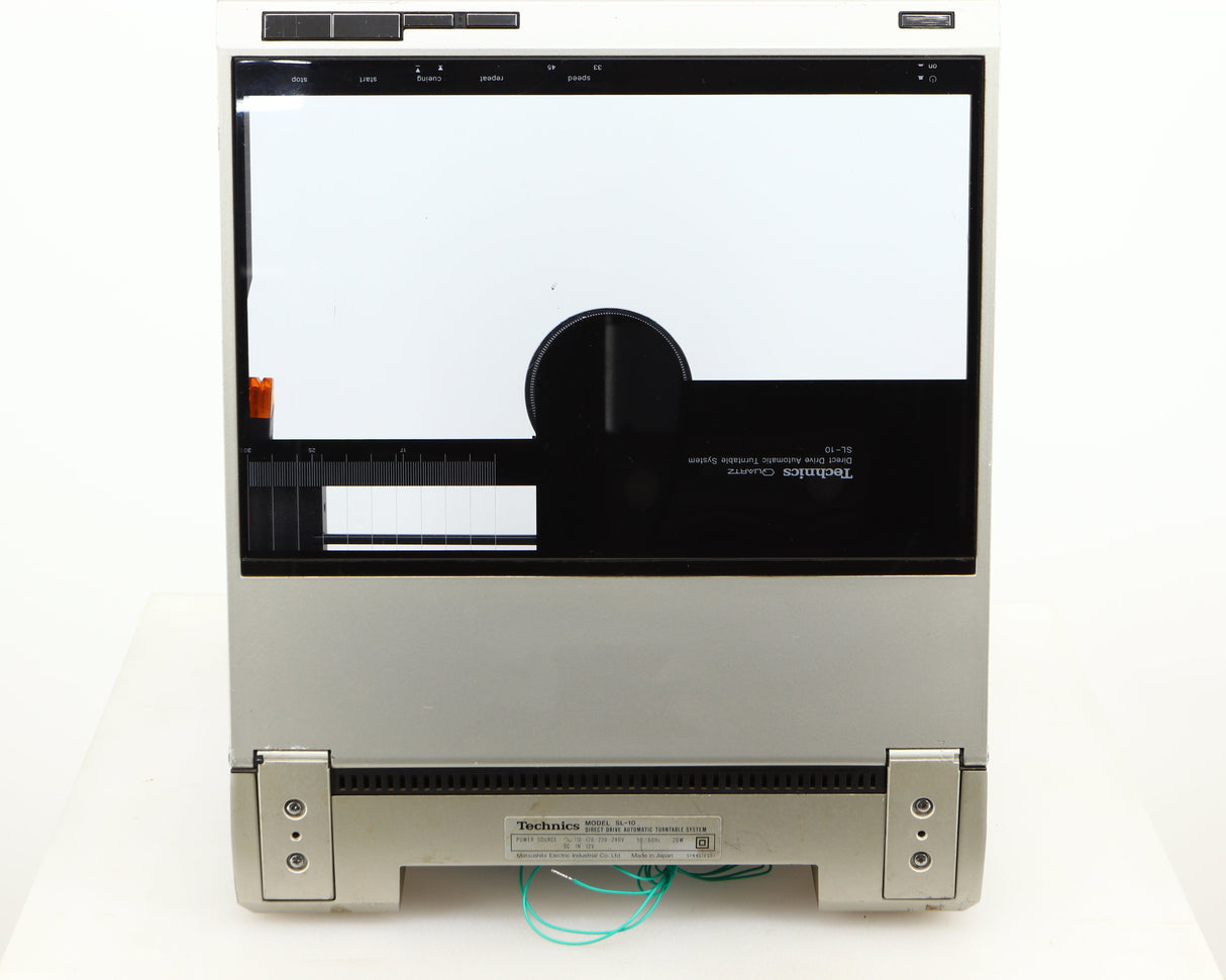 Rear view of a used Technics SL-10 Turntable in a silver finish