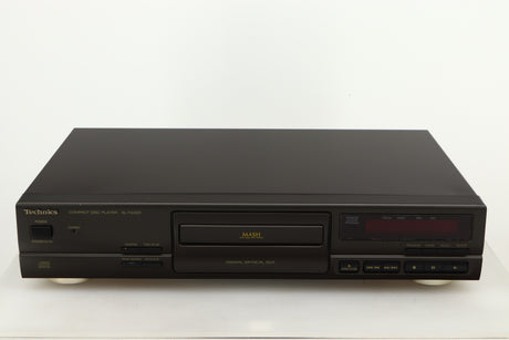 Front view of a used Technics SL-PG390EB-K CD Player in a grey finish
