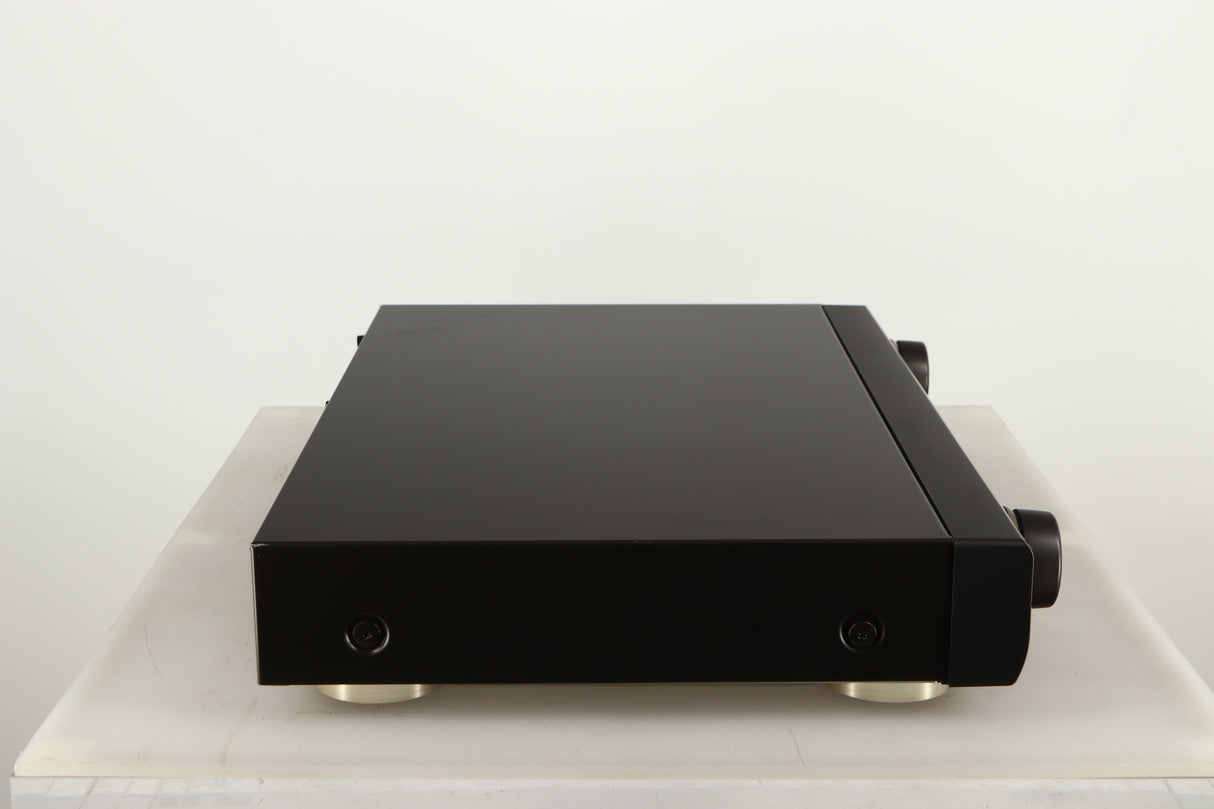 Left side view of a used Technics SU-C1000M2 Pre Amplifier in a black finish