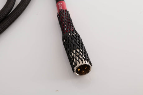 Close up view of a used Tellurium Q Black Diamond XLR-XLR 2.0m Interconnect