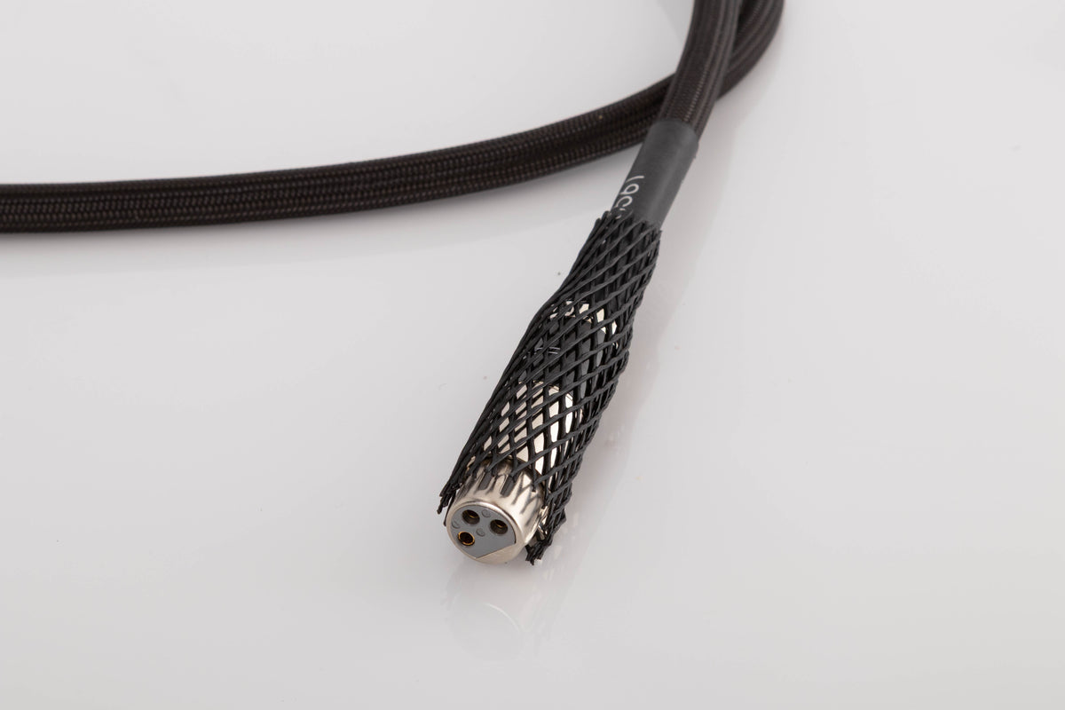Close up view of a used Tellurium Q Black Diamond XLR-XLR 2.0m Interconnect