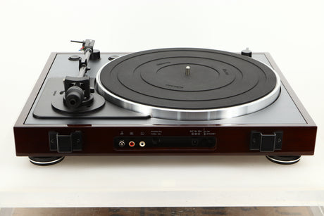 Rear view of a used Thorens TD-102A Turntable in Walnut finish