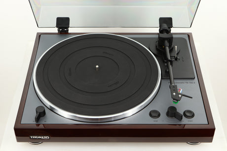Top view of a used Thorens TD-102A Turntable in Walnut finish