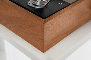 Rear left corner view of a used Thorens TD-125 MKII Turntable with SME 3009 Tonearm