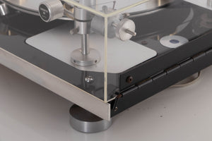 Rear left corner view of a used Transcriptor Hydraulic Reference Turntable with Fluid Tonearm