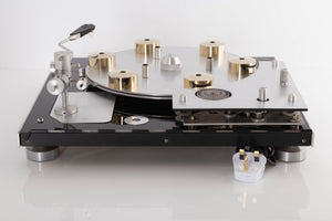 Rear view of a used Transcriptor Hydraulic Reference Turntable with Fluid Tonearm