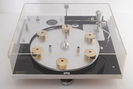 Top view of a used Transcriptor Hydraulic Reference Turntable with Fluid Tonearm