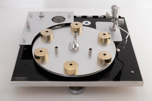 Top view of a used Transcriptor Hydraulic Reference Turntable with Fluid Tonearm