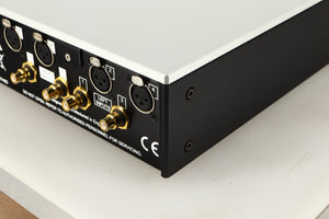 Rear right corner view of a used Trilogy Audio H1 Valve Headphone Energiser in Natural finish