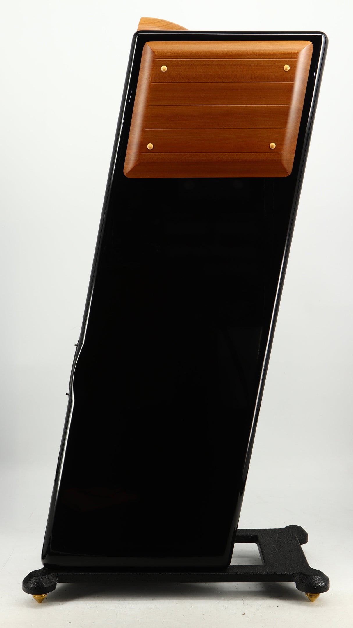 Right side view of a used Usher CP-6381 Floorstanding Speakers in a gloss black finish