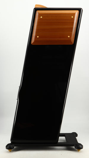 Right side view of a used Usher CP-6381 Floorstanding Speakers in a gloss black finish