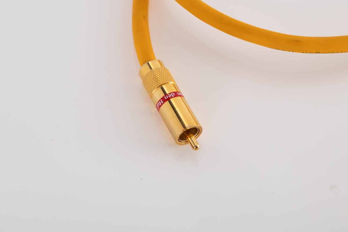 Close up view of a used Van Den Hul D-102 MkIII 0.8m Interconnect 