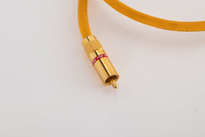 Close up view of a used Van Den Hul D-102 MkIII 0.8m Interconnect 