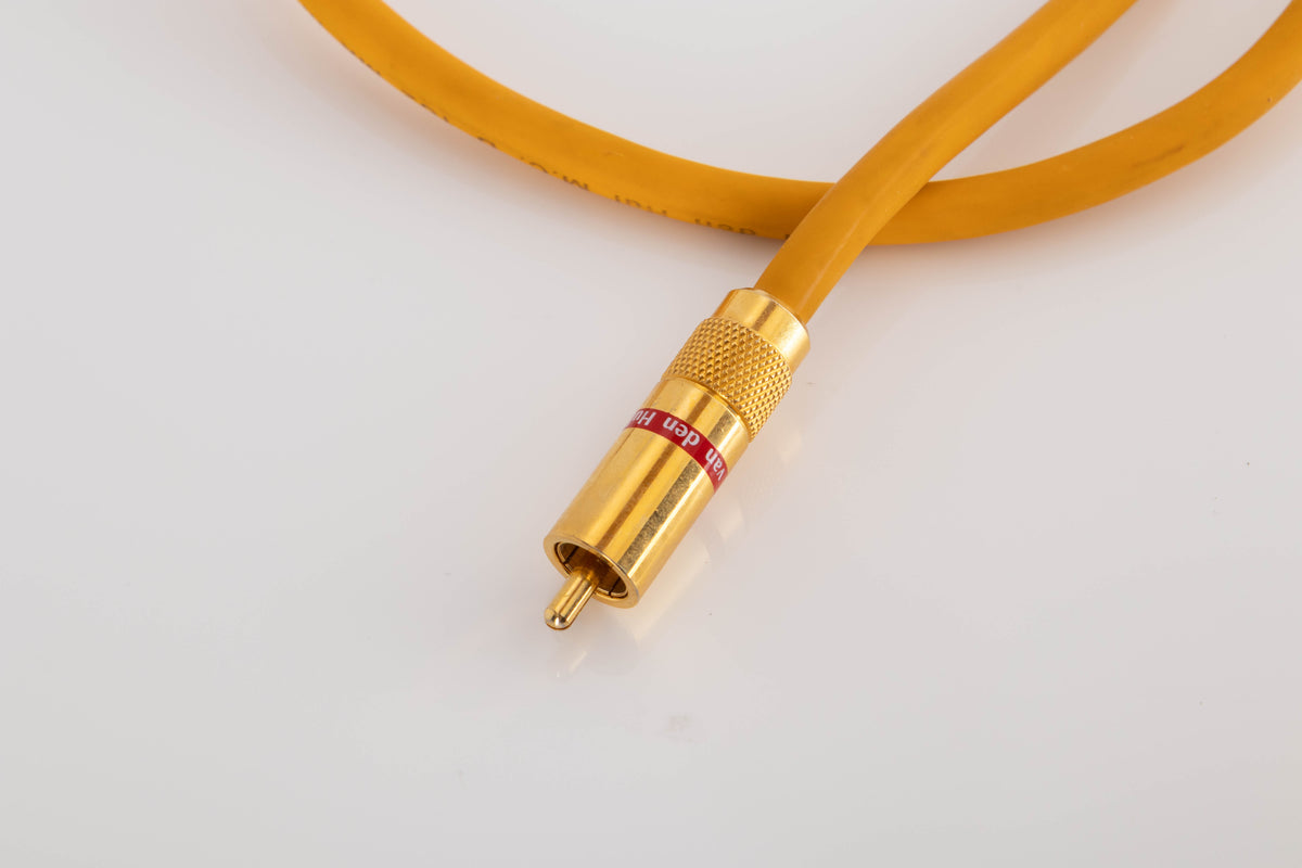 Close up view of a used Van Den Hul D-102 MkIII 0.8m Interconnect 