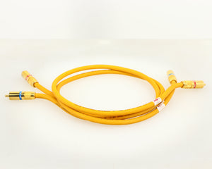 Rear view of a used Van Den Hul D-102 MKIII Interconnect 0.8m Cable in a yellow finish