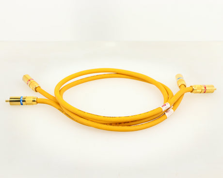 Rear view of a used Van Den Hul D-102 MKIII Interconnect 0.8m Cable in a yellow finish