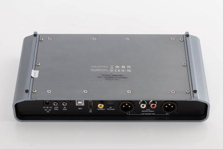 Underside of a used Volumio Preciso Digital Analogue Converter in a Silver finish