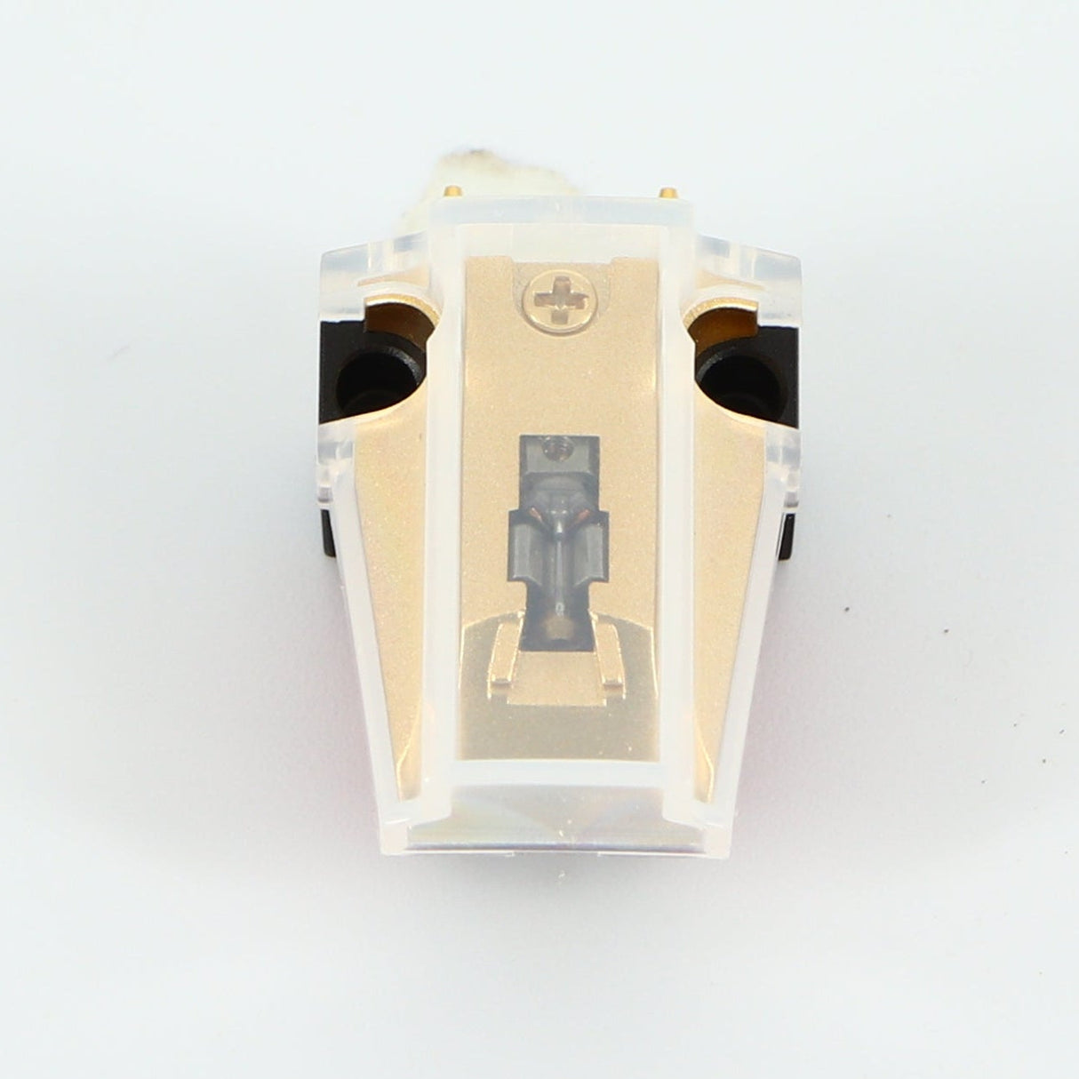 Front view of a used VPI Shyla MC Cartridge showing Stylus Guard