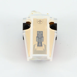 Front view of a used VPI Shyla MC Cartridge showing Stylus Guard