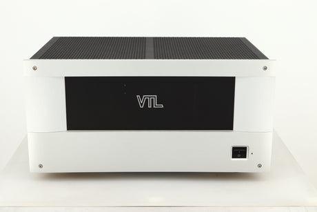 Front view of a used VTL ST85 Power Amplifier in a silver finish 