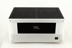 Top of a used VTL ST85 Power Amplifier in a silver finish 