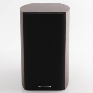 Front view of a used Wharfedale Diamond 9.1 Standmount Speaker in a Walnut Pearl finish showing Grille
