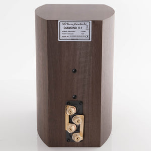 Rear view of a used Wharfedale Diamond 9.1 Standmount Speaker in a Walnut Pearl finish