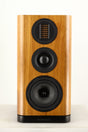 Front view of a used Wharfedale EVO 5.2 Standmount Speaker in a walnut finish
