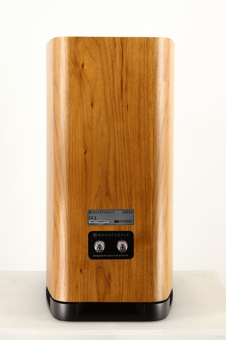 Rear view of a used Wharfedale EVO 5.2 Standmount Speaker in a walnut finish