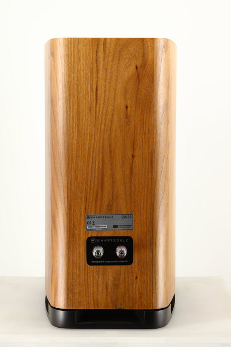 Rear view of a used Wharfedale EVO 5.2 Standmount Speaker in a walnut finish