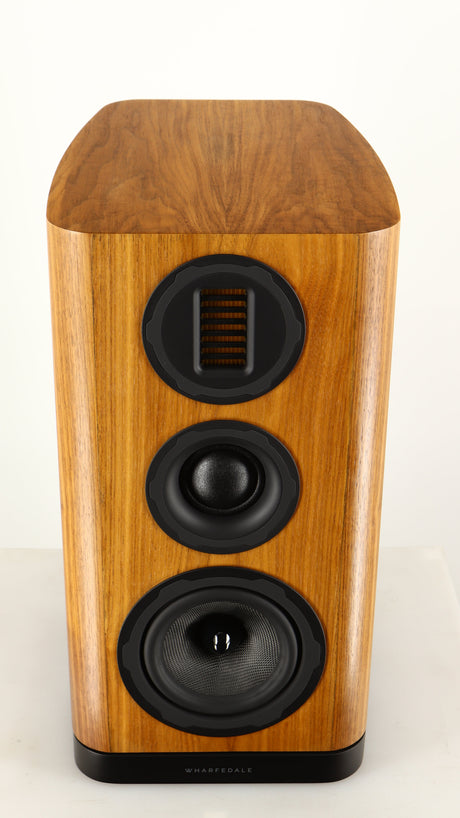 Top of a used Wharfedale EVO 5.2 Standmount Speaker in a walnut finish