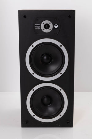 Front view of a used Wharfedale Laser 120 Standmount Speaker in Teak finish