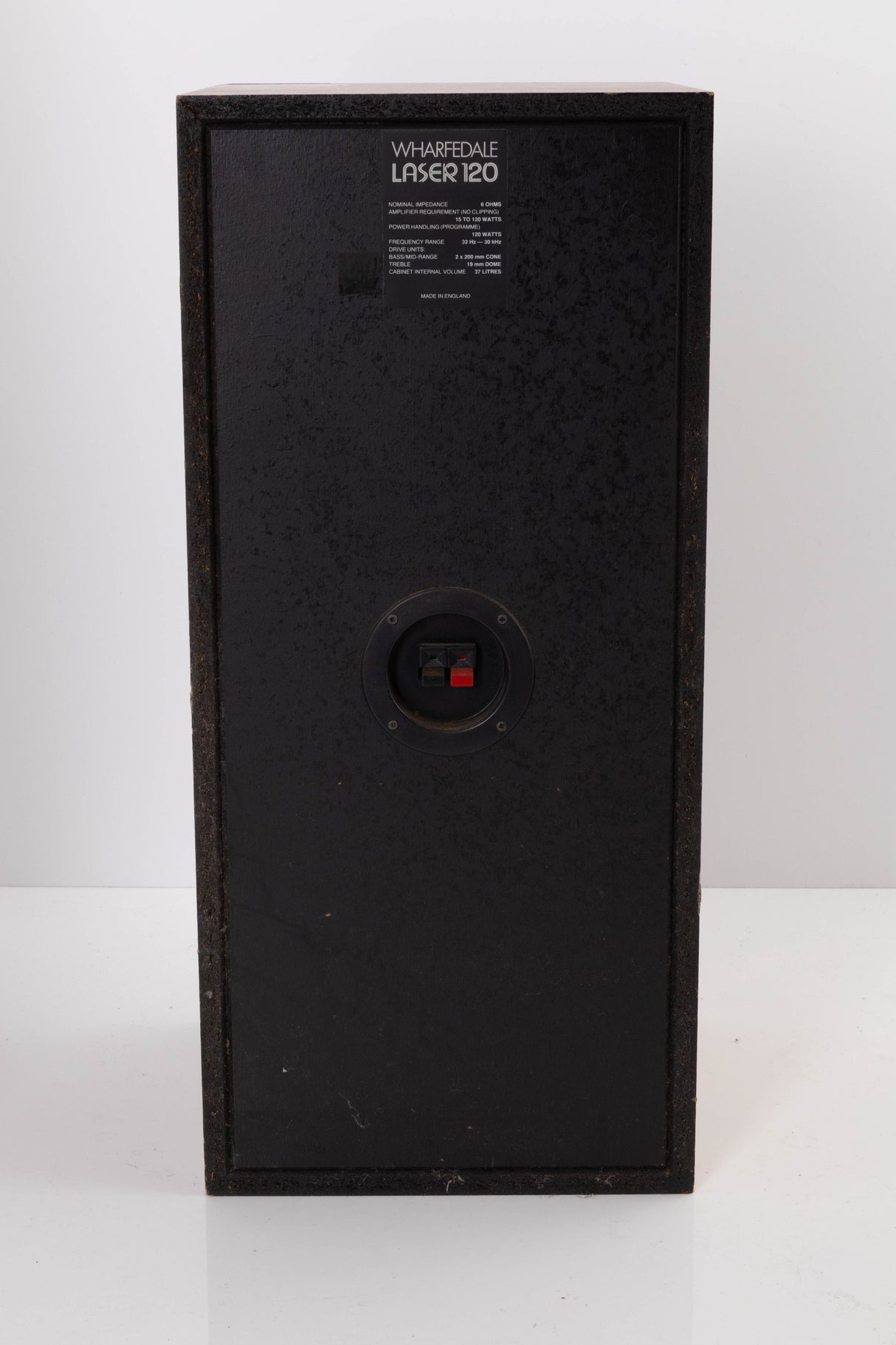 Rear view of a used Wharfedale Laser 120 Standmount Speaker in Teak finish