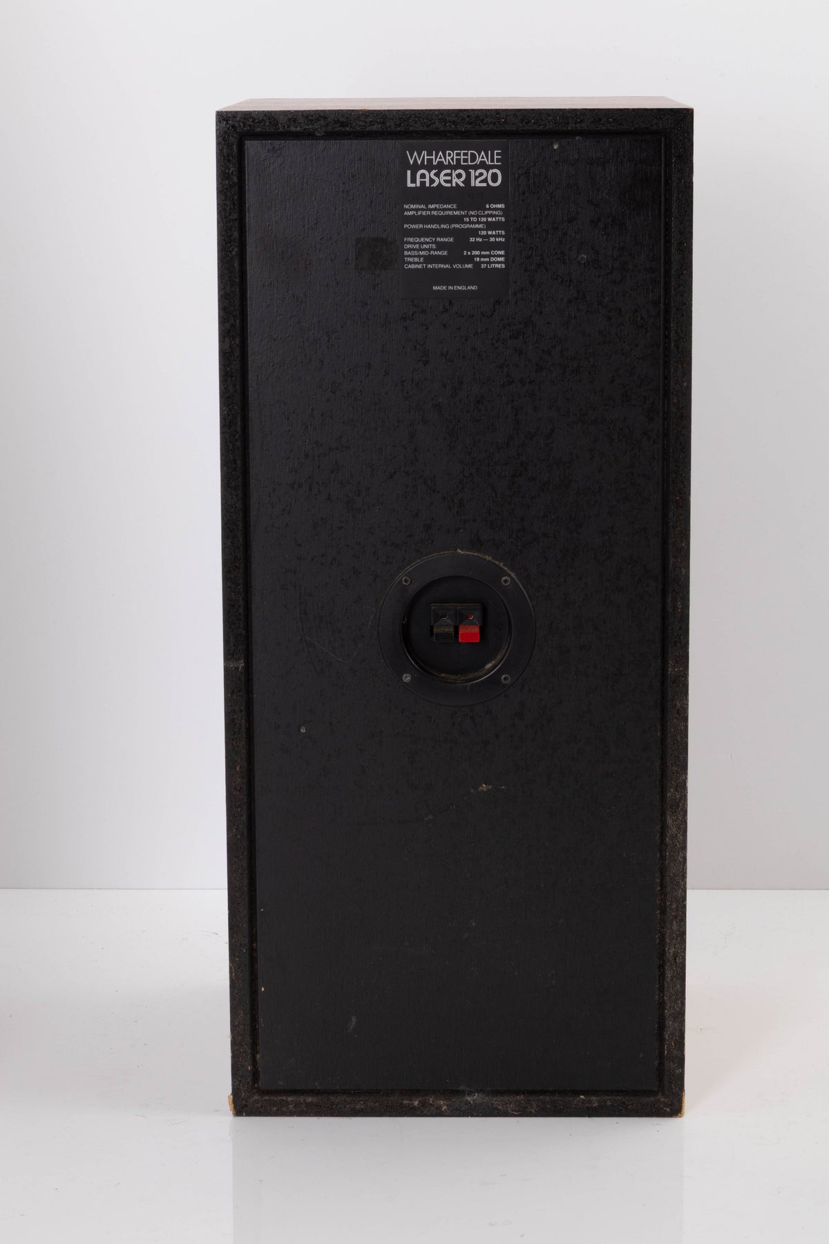 Rear view of a used Wharfedale Laser 120 Standmount Speaker in Teak finish