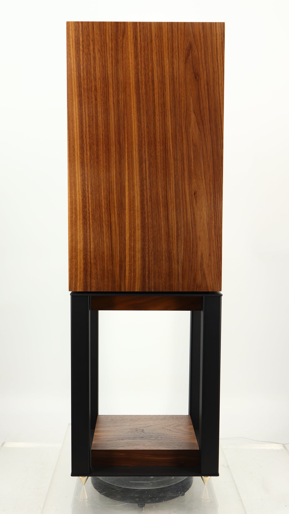 Right side view of a used Wharfedale Linton Standmount Speaker W/ Stand in a walnut finish