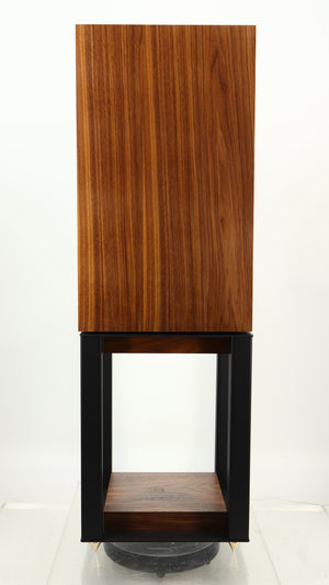 Right side view of a used Wharfedale Linton Standmount Speaker W/ Stand in a walnut finish