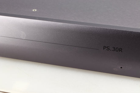 Close up of a used Whest PS.30R Phonostage showing markings on fascia