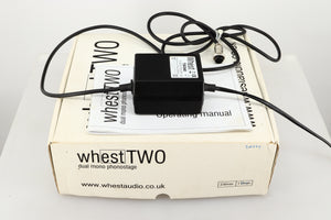 Box for a used Whest TWO MM/MC Phonostage showing Manual and Power Supply 