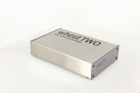 Front left corner of a used Whest TWO MM/MC Phonostage in a silver finish