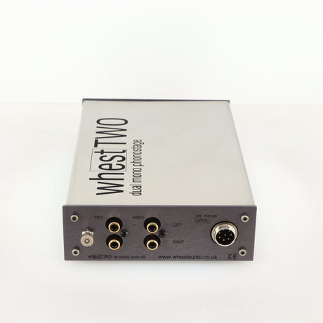 Rear view of a used Whest TWO MM/MC Phonostage in a silver finish showing Phono Inputs and Outputs