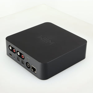 Rear left corner of a used Wiim Pro Plus Streamer in a black finish