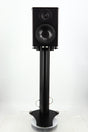 Front view of a used Wilson Benesch Vertex Standmount Speakers W/ Stands in a gloss walnut finish
