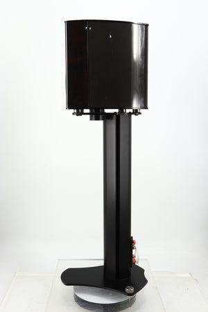 Right side view of a used Wilson Benesch Vertex Standmount Speakers W/ Stands in a gloss walnut finish