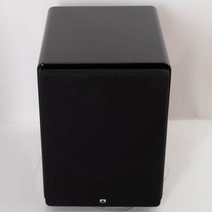 Front view of a used XTZ SA-1 Subwoofer in a Gloss Black finish showing Grille