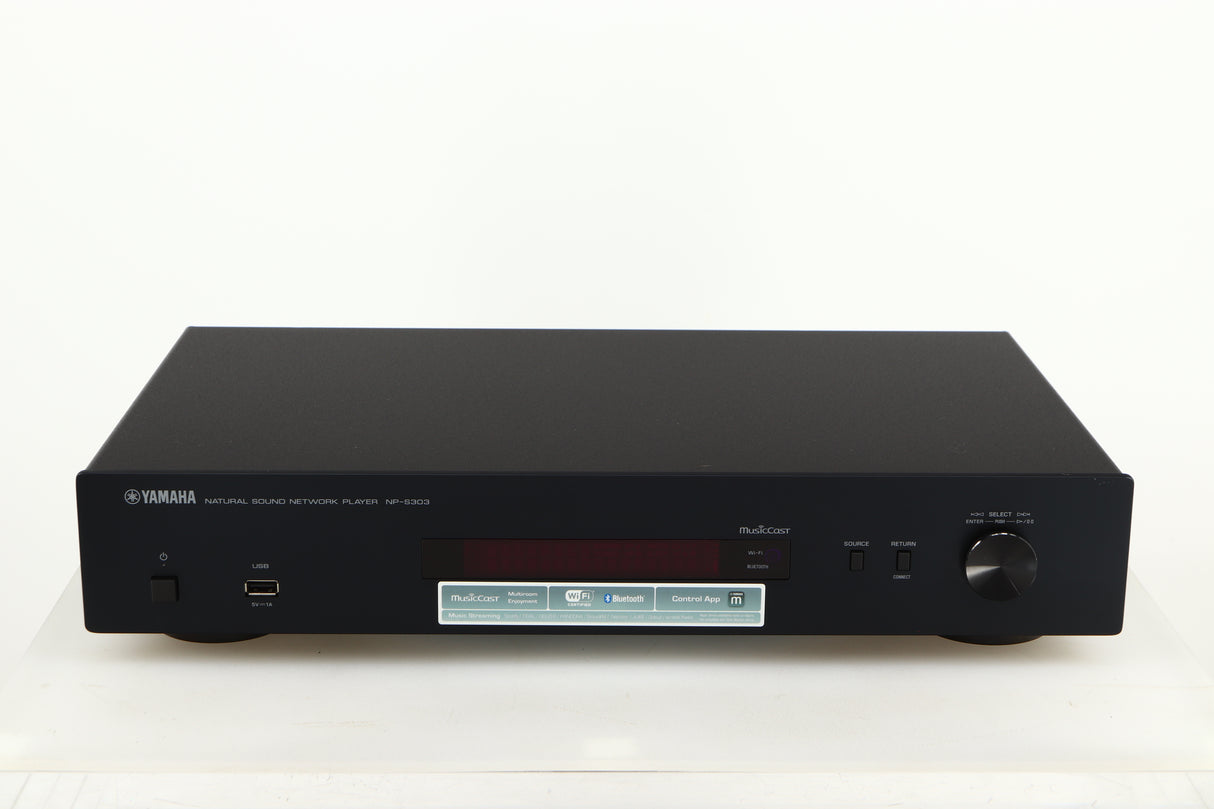 Front view of a used Yamaha NP-S303 Musicast Streamer in a black finish