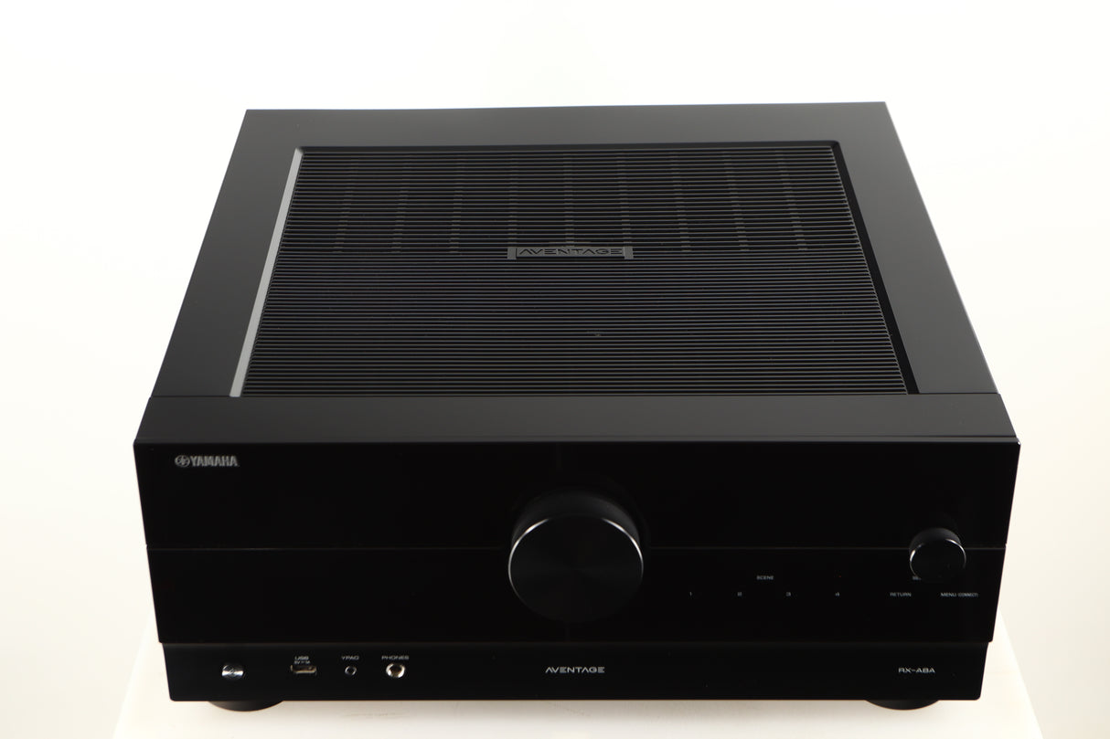 Top of a used Yamaha RX-A8A Aventage AV Receiver in a black finish